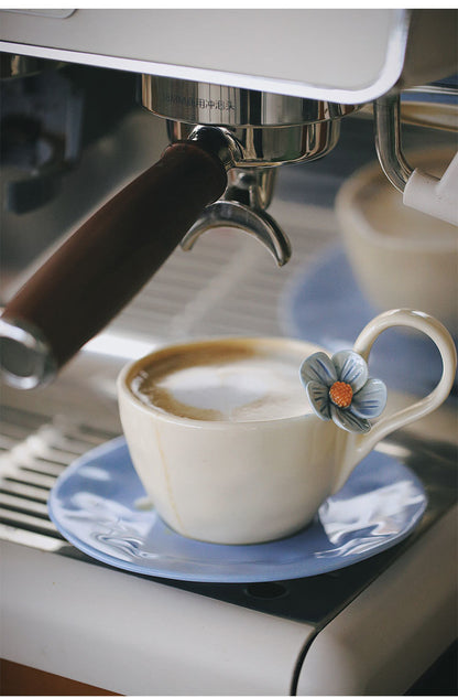 Fresh flower ceramic mugs and saucers