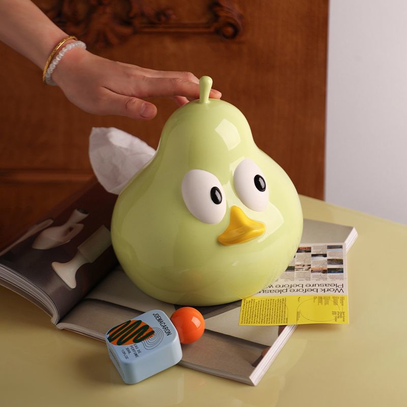 Cute Take Time Duck Pear Ceramic Tissue box