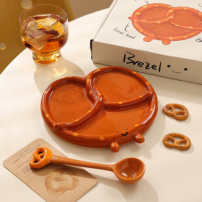 Creative Pretzel bread ceramic partition plate