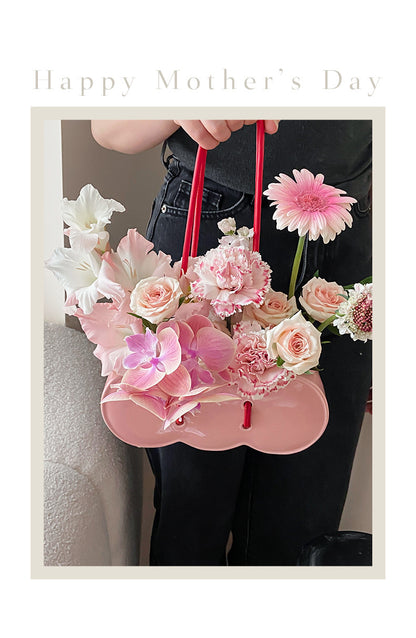 Ceramic Handheld Flower Basket Bag Vase