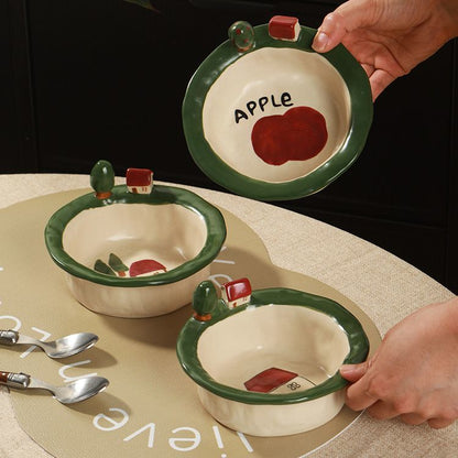 Original Tree and House Handmade Ceramic yogurt bowl
