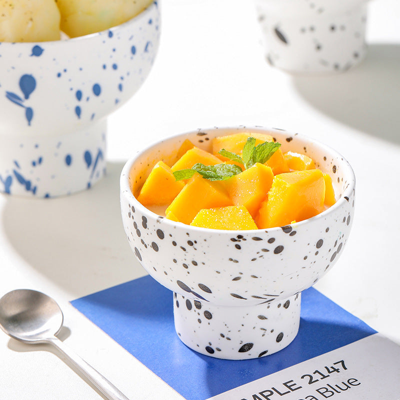 Nordic ceramic ink dot high-footed bowl