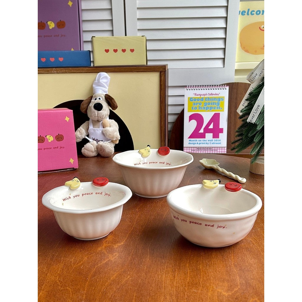 Cartoon Rabbit Button Ceramic Tableware